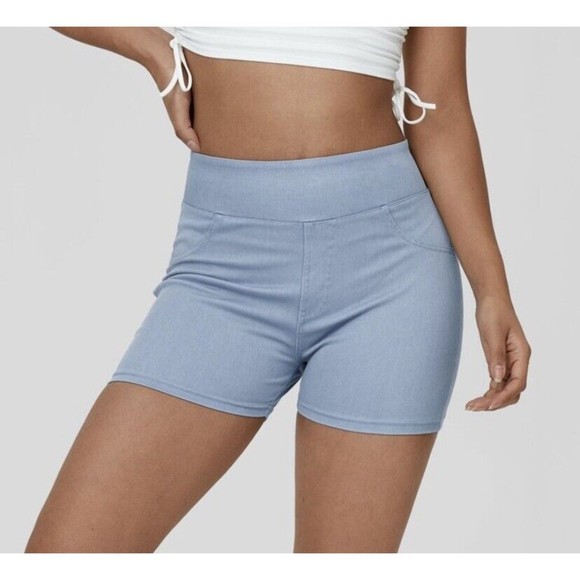 HALARA Pants - Halara HalaraMagic Stretchy Knit Denim High Waisted Biker Shorts XS NWT